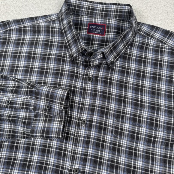 UNTUCKit Flannel Shirt Men's 2XL‎ Lightweight Button Up Long Sleeve Plaid EUC - Picture 1 of 8